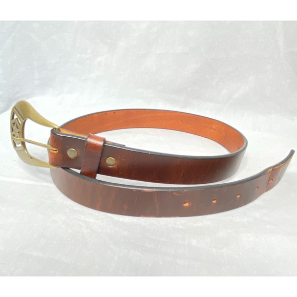 Full Grain Cowhide Unisex Belt Western Style Tan Made In USA Size 34 - Picture 1 of 9